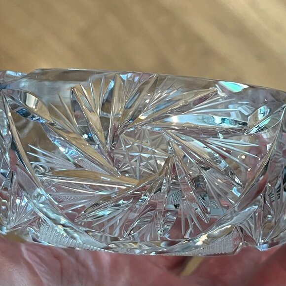 VTG Bohemian Czech Hand Cut Crystal Ashtray Star Design Heavy 8 Point Star 60s - Picture 5 of 8